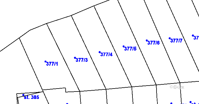Parcela st. 377/4 v KÚ Moravská Chrastová, Katastrální mapa