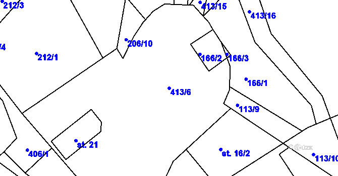 Parcela st. 413/6 v KÚ Moravská Chrastová, Katastrální mapa