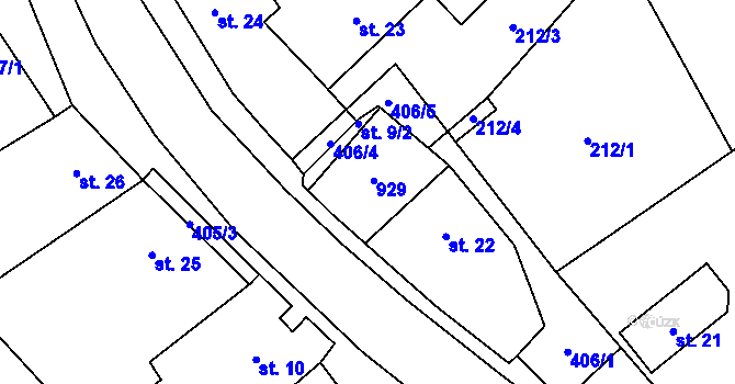 Parcela st. 9/1 v KÚ Moravská Chrastová, Katastrální mapa