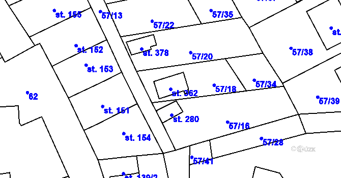 Parcela st. 362 v KÚ Moravská Chrastová, Katastrální mapa