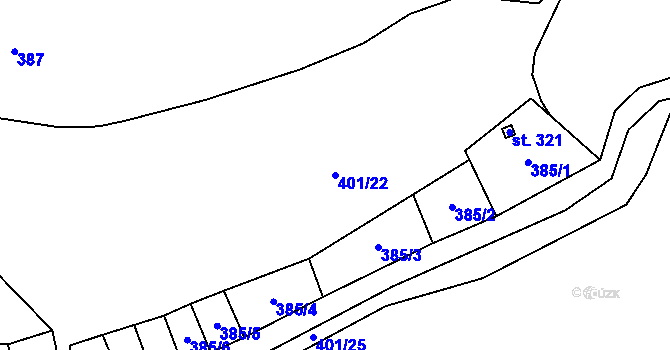 Parcela st. 401/22 v KÚ Moravská Chrastová, Katastrální mapa