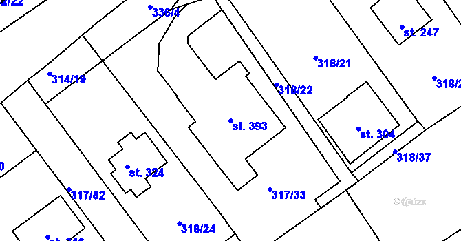Parcela st. 393 v KÚ Moravská Chrastová, Katastrální mapa