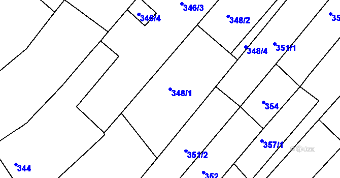 Parcela st. 348/1 v KÚ Moravská Nová Ves, Katastrální mapa