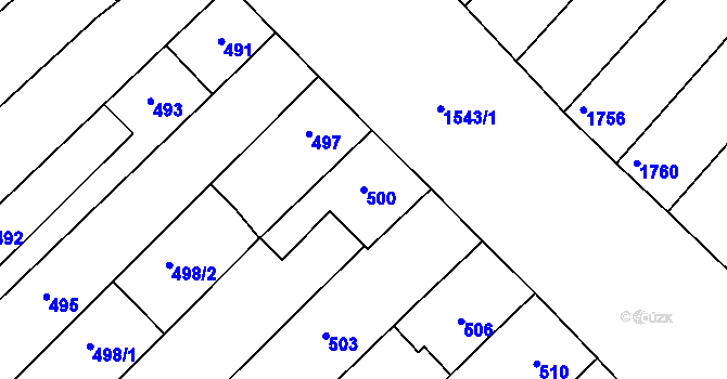 Parcela st. 500 v KÚ Moravská Nová Ves, Katastrální mapa