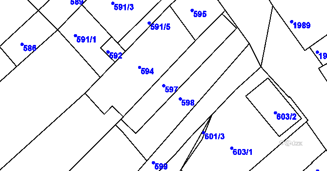 Parcela st. 597 v KÚ Moravská Nová Ves, Katastrální mapa