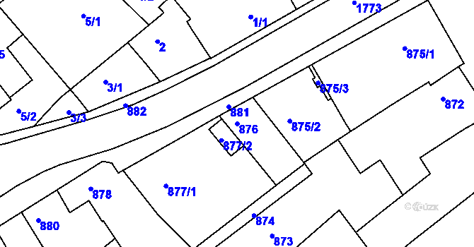 Parcela st. 876 v KÚ Moravská Nová Ves, Katastrální mapa