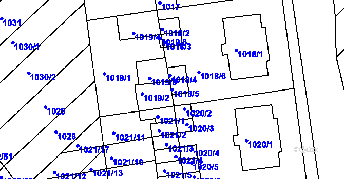 Parcela st. 1018/5 v KÚ Moravská Nová Ves, Katastrální mapa
