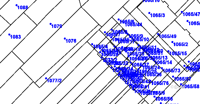 Parcela st. 1065/28 v KÚ Moravská Nová Ves, Katastrální mapa