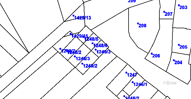 Parcela st. 1249/3 v KÚ Moravská Nová Ves, Katastrální mapa