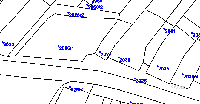 Parcela st. 2027 v KÚ Moravská Nová Ves, Katastrální mapa