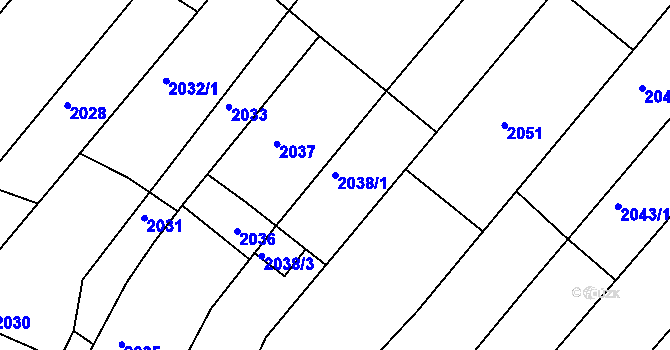 Parcela st. 2038/1 v KÚ Moravská Nová Ves, Katastrální mapa
