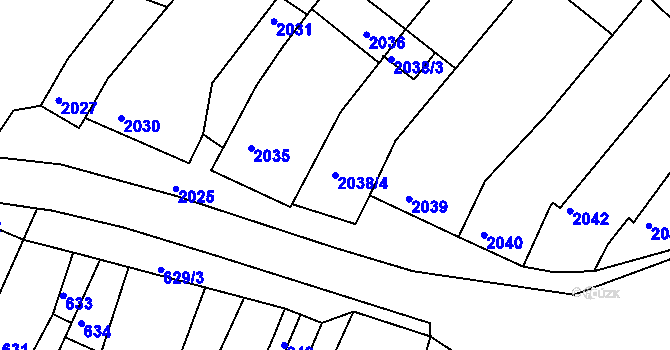 Parcela st. 2038/4 v KÚ Moravská Nová Ves, Katastrální mapa