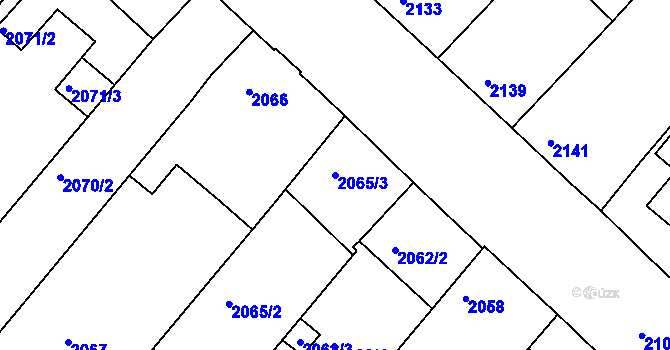 Parcela st. 2065/3 v KÚ Moravská Nová Ves, Katastrální mapa