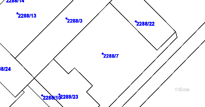 Parcela st. 2288/7 v KÚ Moravská Nová Ves, Katastrální mapa