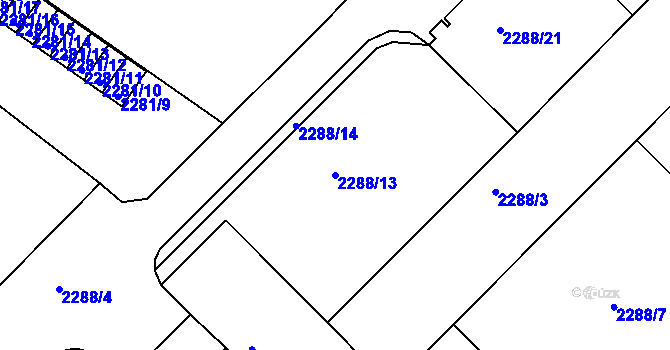 Parcela st. 2288/13 v KÚ Moravská Nová Ves, Katastrální mapa