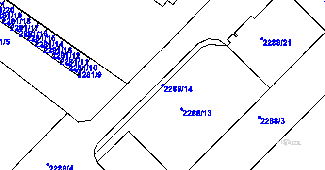 Parcela st. 2288/14 v KÚ Moravská Nová Ves, Katastrální mapa