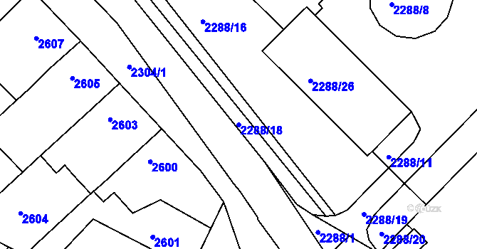 Parcela st. 2288/18 v KÚ Moravská Nová Ves, Katastrální mapa