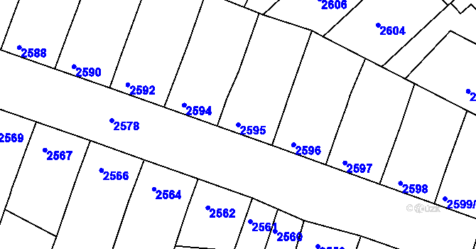 Parcela st. 2595 v KÚ Moravská Nová Ves, Katastrální mapa