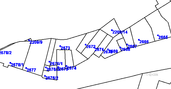 Parcela st. 2672 v KÚ Moravská Nová Ves, Katastrální mapa