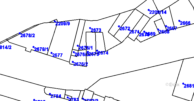 Parcela st. 2674 v KÚ Moravská Nová Ves, Katastrální mapa