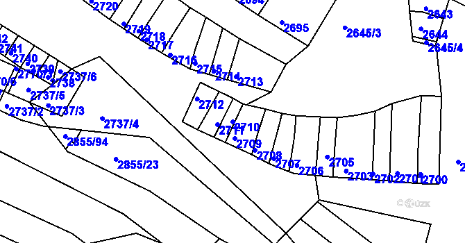 Parcela st. 2710 v KÚ Moravská Nová Ves, Katastrální mapa