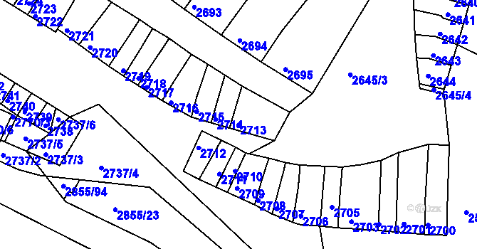 Parcela st. 2713 v KÚ Moravská Nová Ves, Katastrální mapa