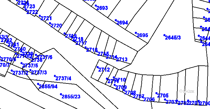 Parcela st. 2714 v KÚ Moravská Nová Ves, Katastrální mapa