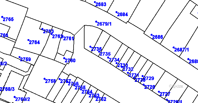 Parcela st. 2735 v KÚ Moravská Nová Ves, Katastrální mapa