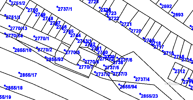 Parcela st. 2740 v KÚ Moravská Nová Ves, Katastrální mapa