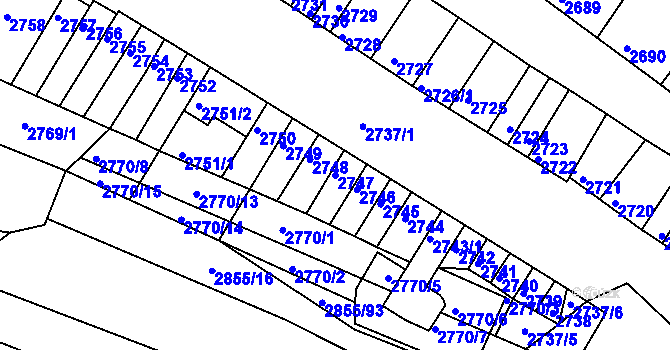 Parcela st. 2747 v KÚ Moravská Nová Ves, Katastrální mapa