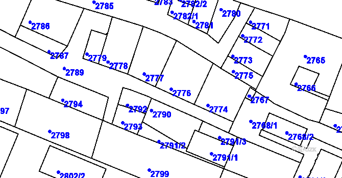 Parcela st. 2776 v KÚ Moravská Nová Ves, Katastrální mapa