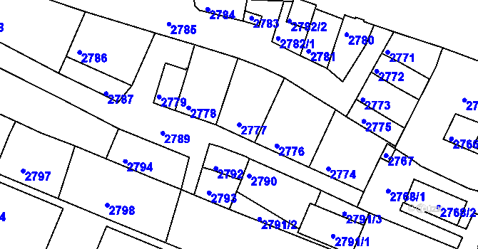 Parcela st. 2777 v KÚ Moravská Nová Ves, Katastrální mapa