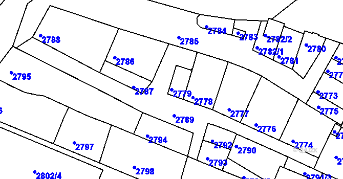 Parcela st. 2779 v KÚ Moravská Nová Ves, Katastrální mapa