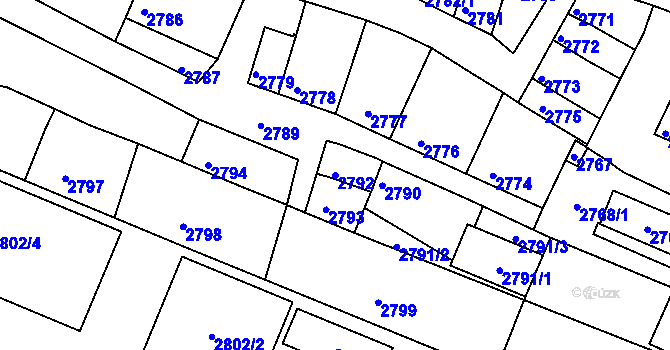 Parcela st. 2792 v KÚ Moravská Nová Ves, Katastrální mapa