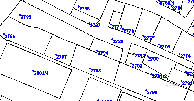 Parcela st. 2794 v KÚ Moravská Nová Ves, Katastrální mapa