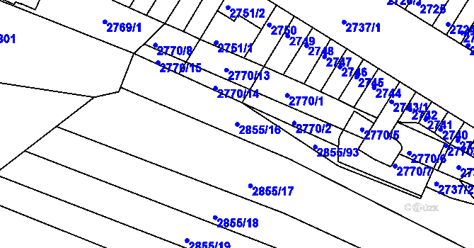 Parcela st. 2855/16 v KÚ Moravská Nová Ves, Katastrální mapa