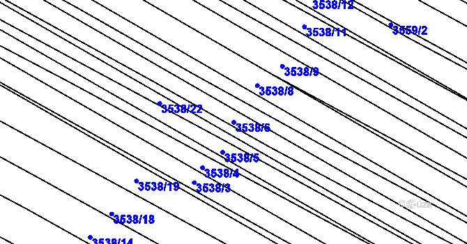Parcela st. 3538/6 v KÚ Moravská Nová Ves, Katastrální mapa
