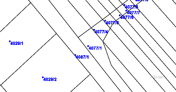 Parcela st. 4077/1 v KÚ Moravská Nová Ves, Katastrální mapa
