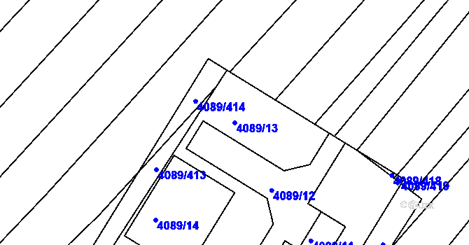 Parcela st. 4089/13 v KÚ Moravská Nová Ves, Katastrální mapa