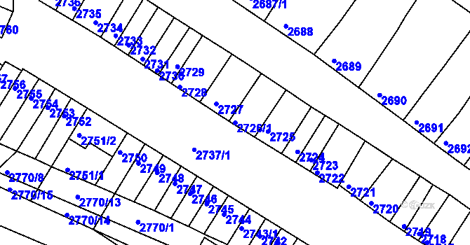 Parcela st. 2726/1 v KÚ Moravská Nová Ves, Katastrální mapa