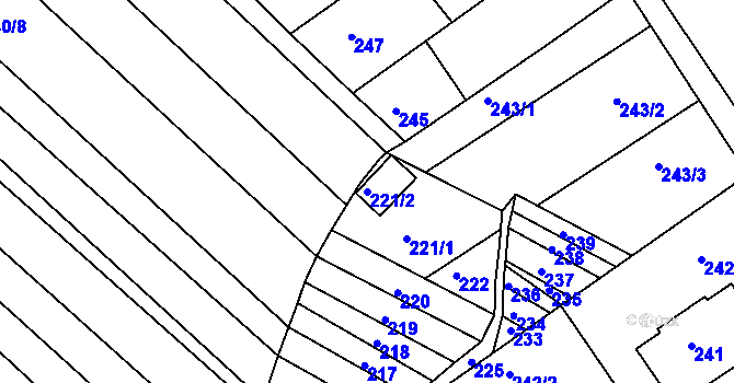 Parcela st. 221/2 v KÚ Moravská Nová Ves, Katastrální mapa