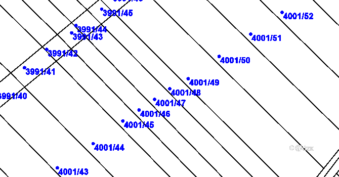 Parcela st. 4001/48 v KÚ Moravská Nová Ves, Katastrální mapa