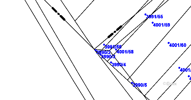 Parcela st. 3990/2 v KÚ Moravská Nová Ves, Katastrální mapa