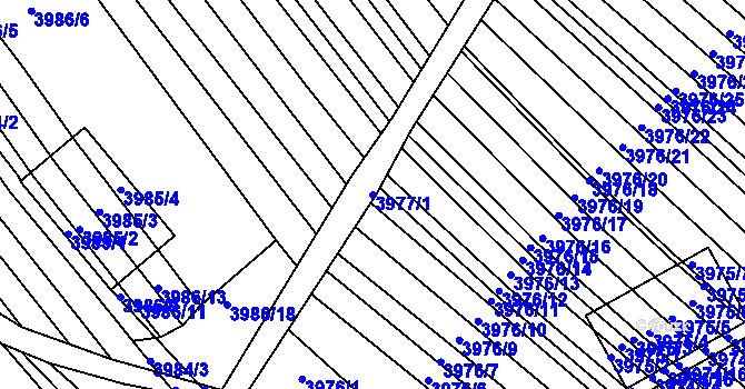 Parcela st. 3977/1 v KÚ Moravská Nová Ves, Katastrální mapa