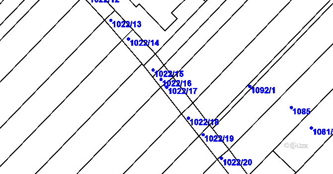 Parcela st. 1022/17 v KÚ Moravská Nová Ves, Katastrální mapa
