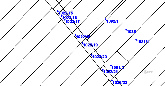 Parcela st. 1022/19 v KÚ Moravská Nová Ves, Katastrální mapa