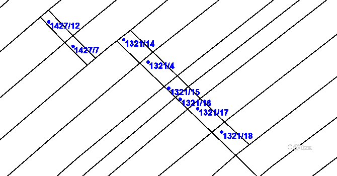 Parcela st. 1321/15 v KÚ Moravská Nová Ves, Katastrální mapa