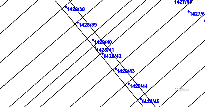 Parcela st. 1428/42 v KÚ Moravská Nová Ves, Katastrální mapa