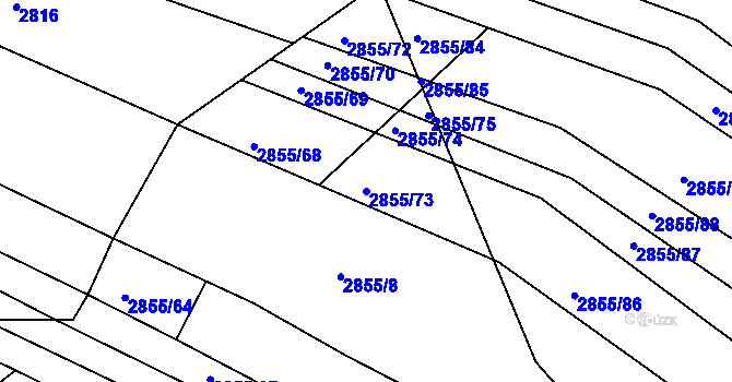 Parcela st. 2855/73 v KÚ Moravská Nová Ves, Katastrální mapa