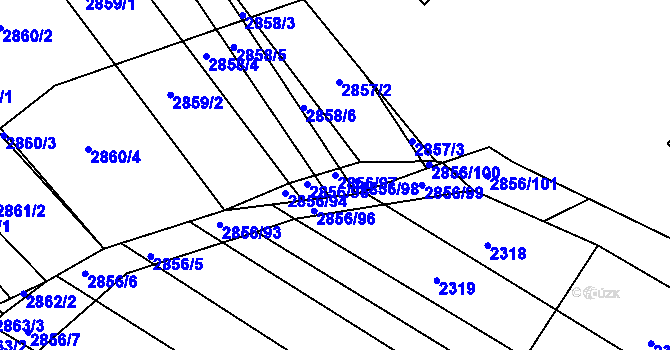 Parcela st. 2856/97 v KÚ Moravská Nová Ves, Katastrální mapa